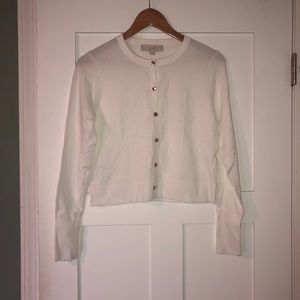 NWT - LOFT Cropped Ivory Cardigan Sweater - Small